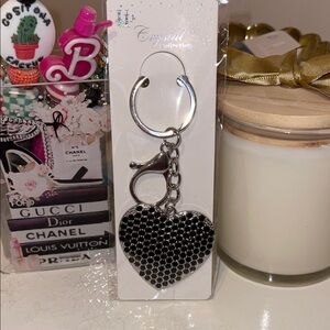 NEW!! 🖤Crystal Black Heart 🖤 Purse Charm/Keychain